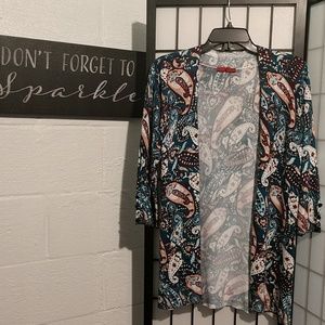 New Paisley Open Cardigan by Red sz Medium